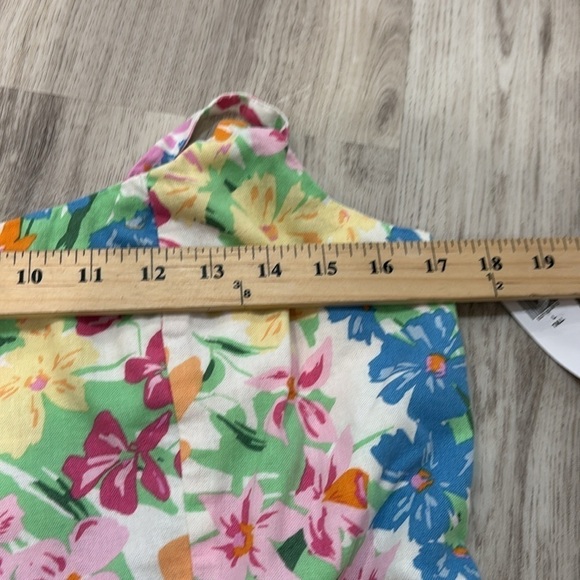 Old Navy Floral Multicolor  fit and flare linen  Sleeveless Dress large - Picture 5 of 8